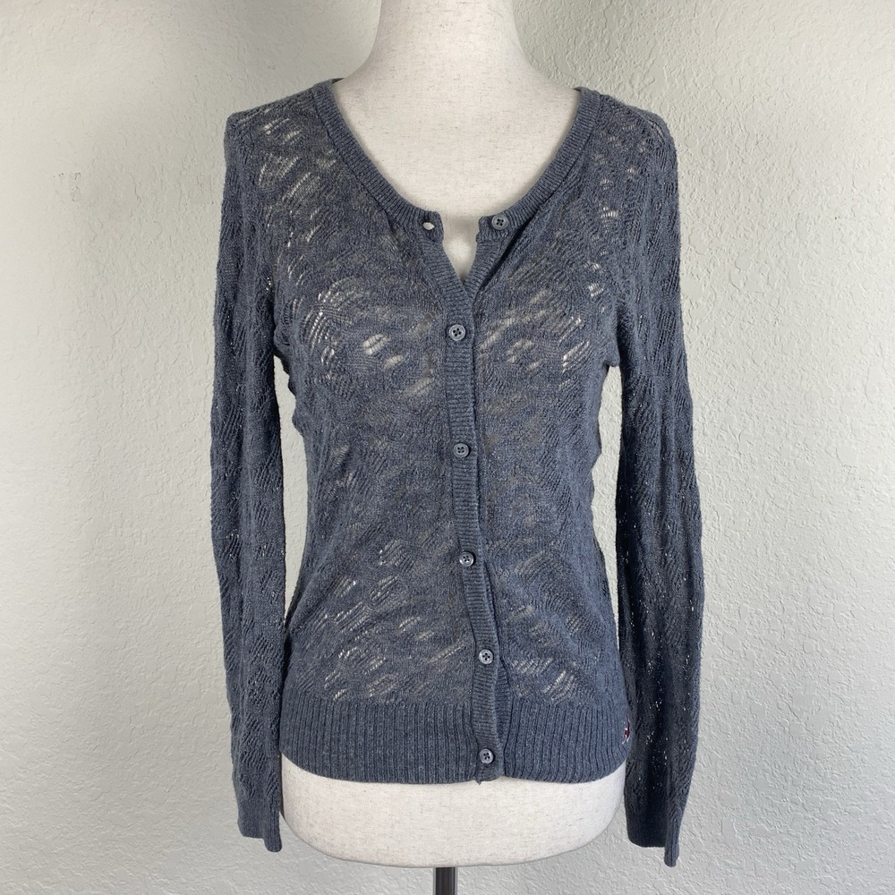 Y2k Hollister M Lightweight Cardigan Sweater Gray Academia Twilightcore Preppy